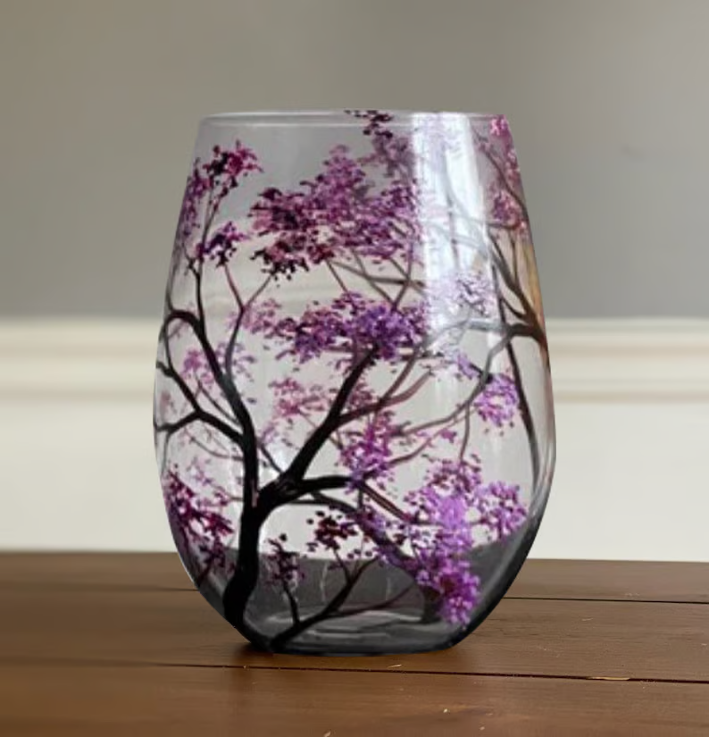 SeasonsGlass Handbemaltes Weinglas Vier Jahreszeiten