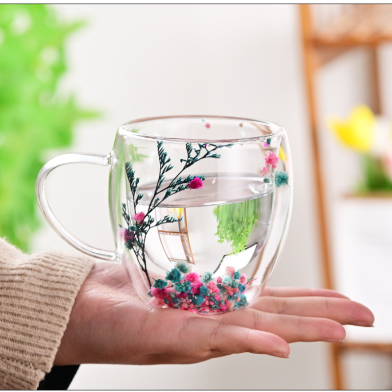 CrystalMug Doppelwandiges Glas, Isolierender Kaffeebecher
