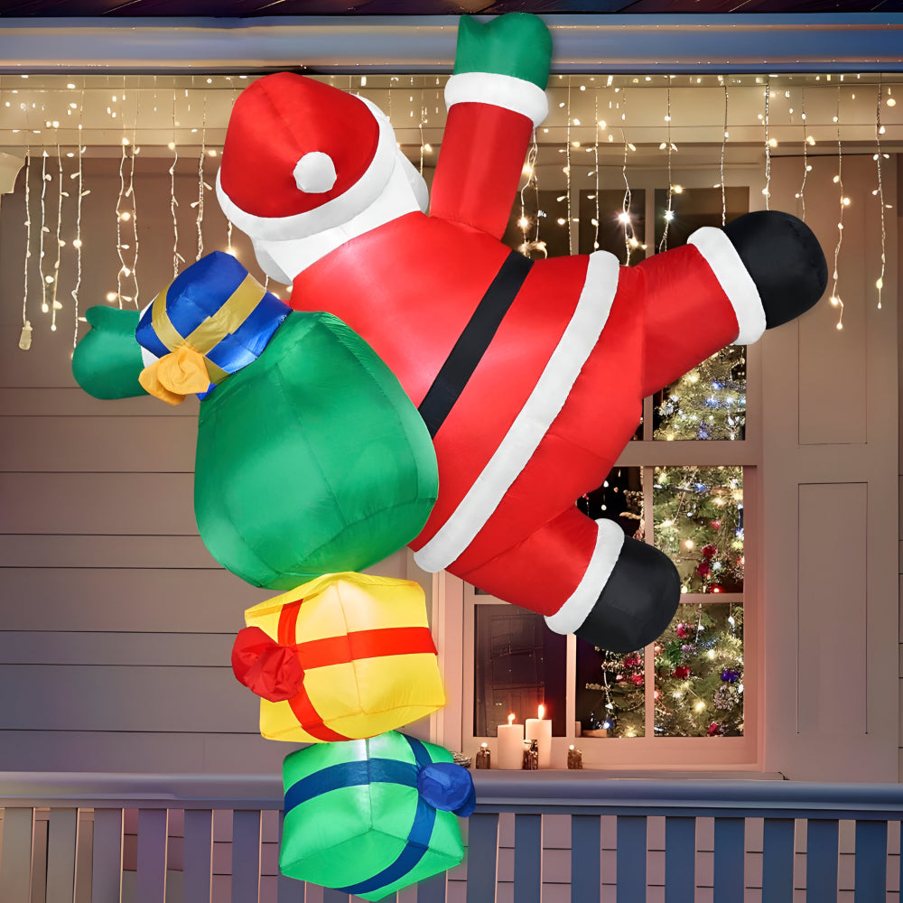 Aufblasbarer Weihnachtsmann Kletternd LED – Weihnachtsdeko für Außen
