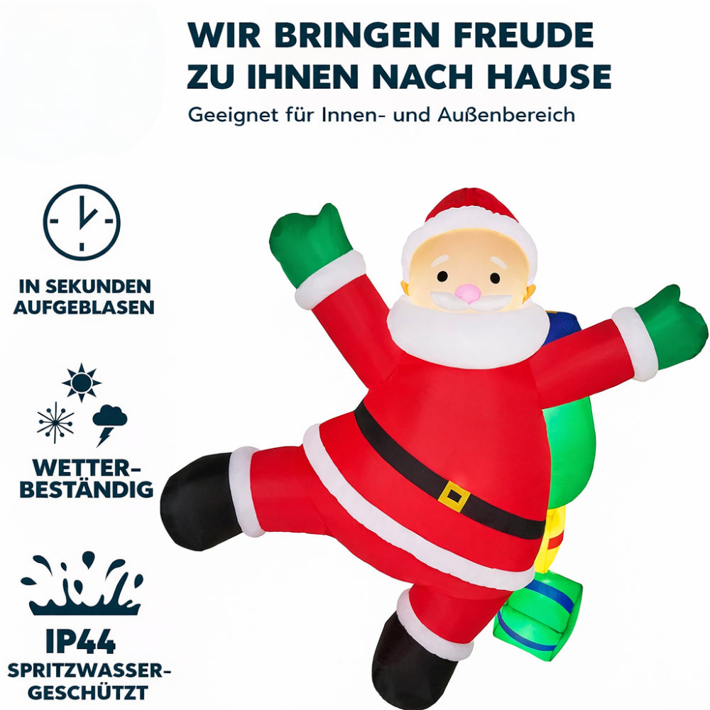 Aufblasbarer Weihnachtsmann Kletternd LED – Weihnachtsdeko für Außen
