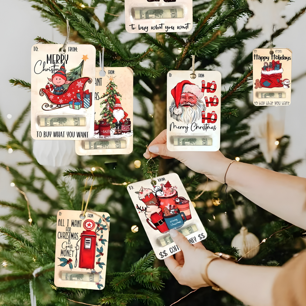 Geldgeschenk Halter Holz – Weihnachtskarte handgefertigt