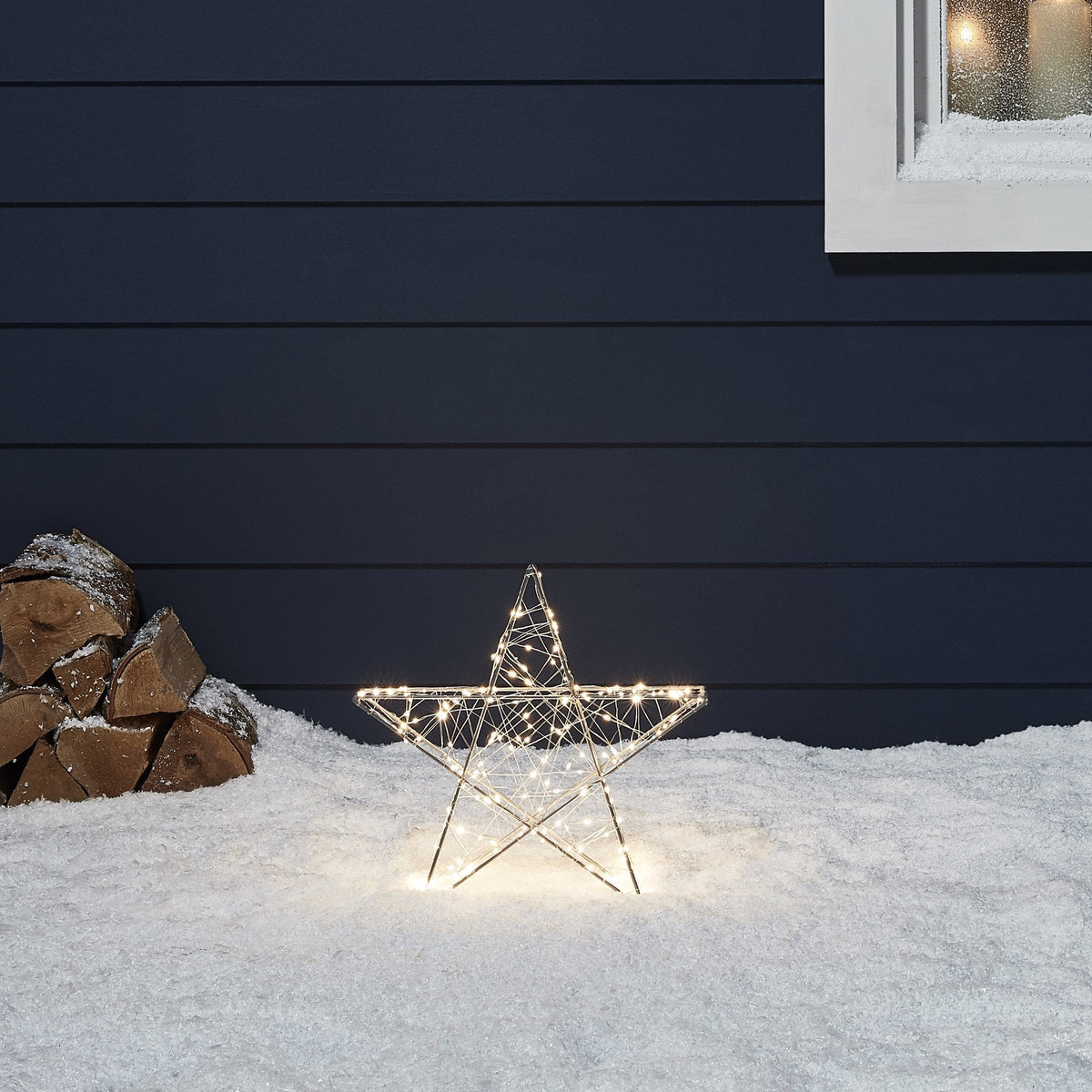 LED Stern 3D Weihnachtsdeko Außen – 35cm 8 Leuchtfunktionen