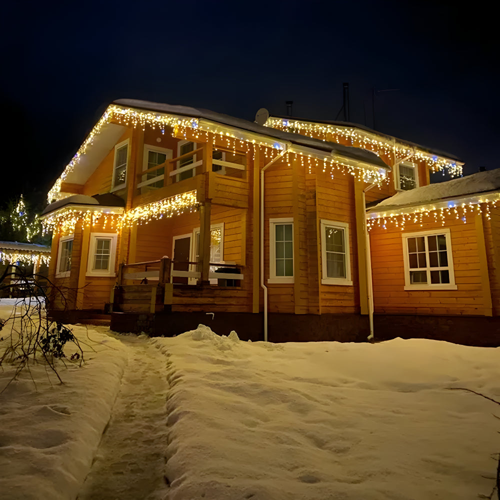 LED Lichtervorhang Außen – Wasserdicht, Warmweiß