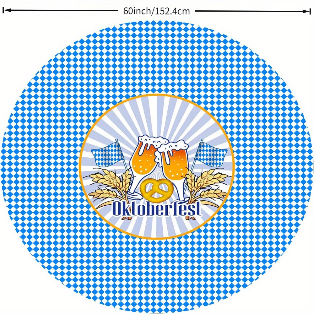 Oktoberfest Tischdecke Rund, Bayerisches Rautenmuster Polyester