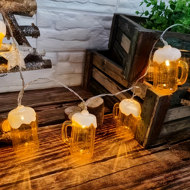 Oktoberfest Deko LED Bierkrug Lichterkette, 2er-Set