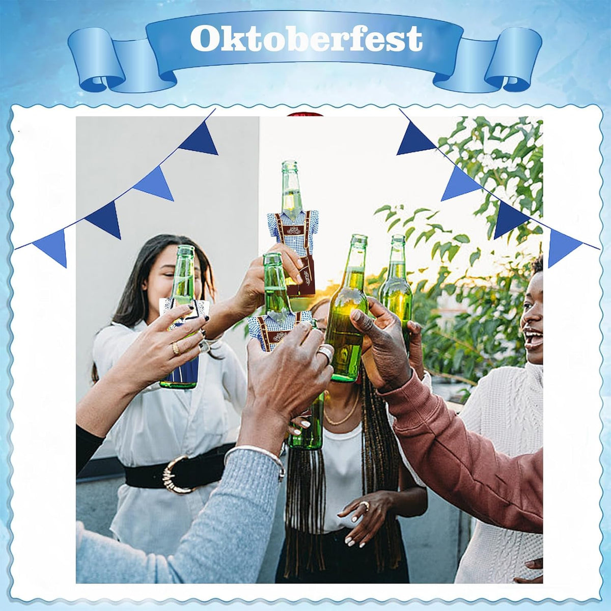 Oktoberfest Flaschenkühler 6er-Set, Dirndl & Lederhosen Design Neopren