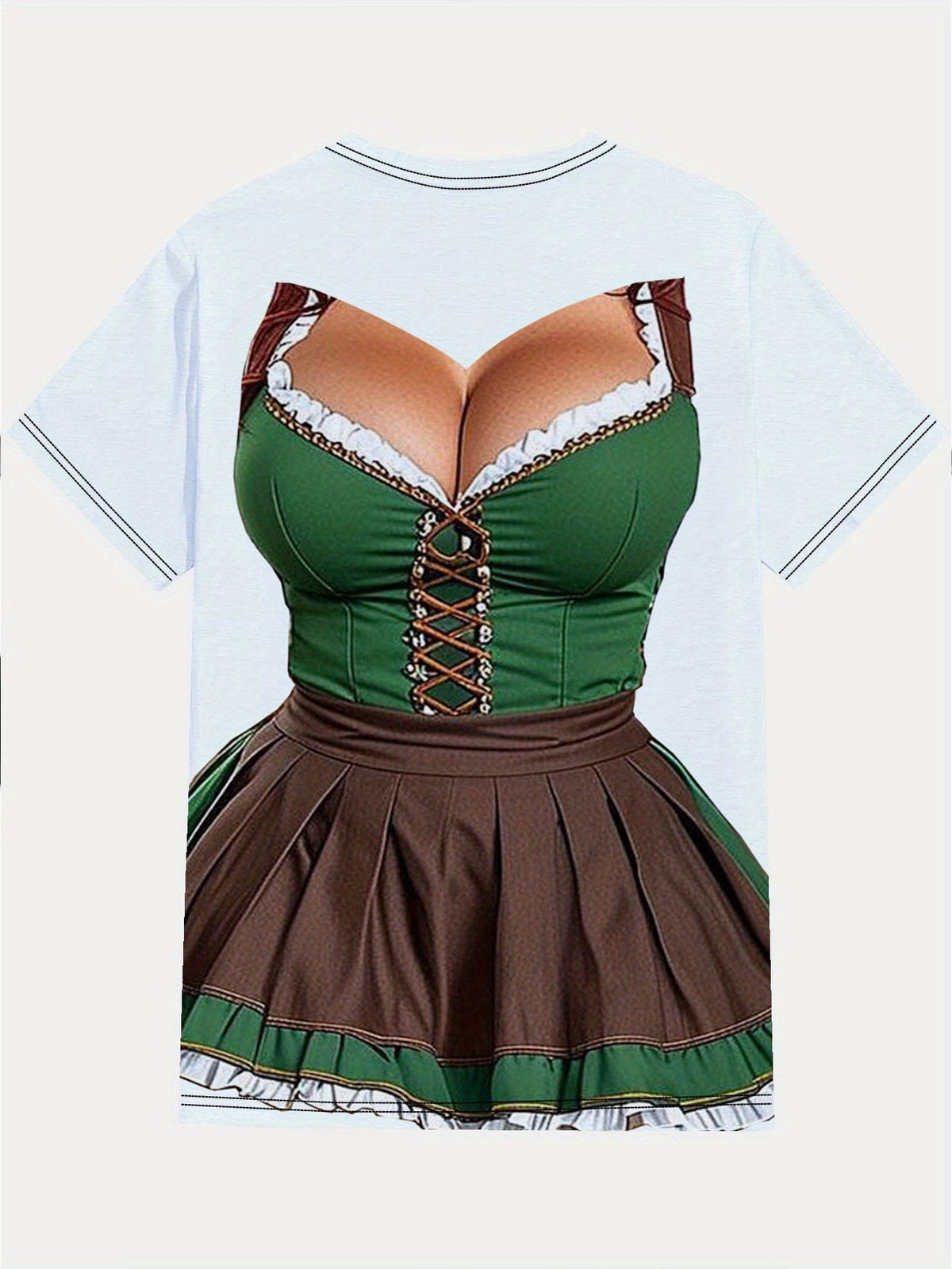 Oktoberfest T-Shirt Herren, Dirndl-Print Grafik Wiesn Shirt