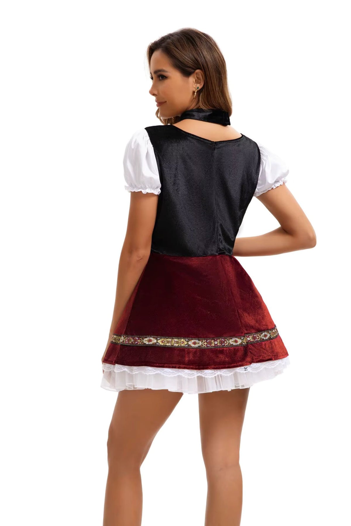Dirndl Damen Oktoberfest Große Größen, Schnürmieder mit Puffärmeln