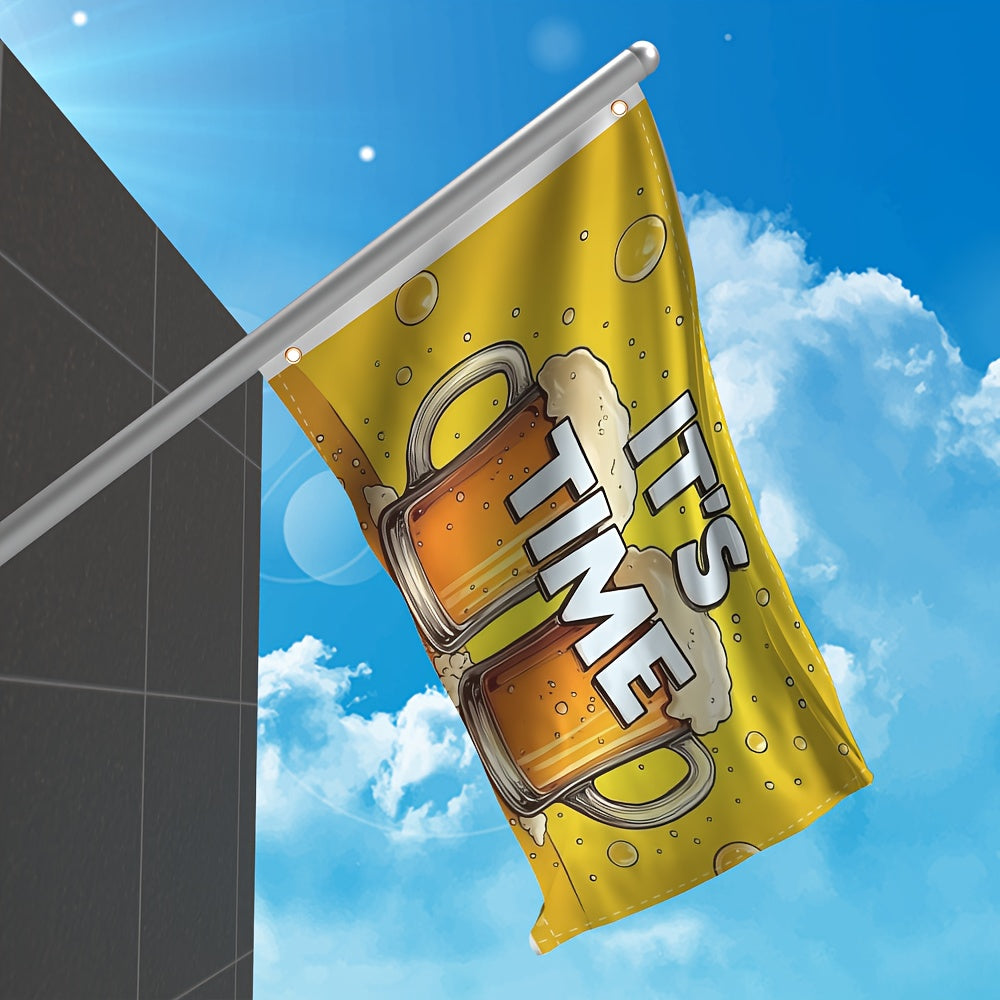 Oktoberfest Deko-Flagge Groß, Bierkrug-Motiv Wetterfest