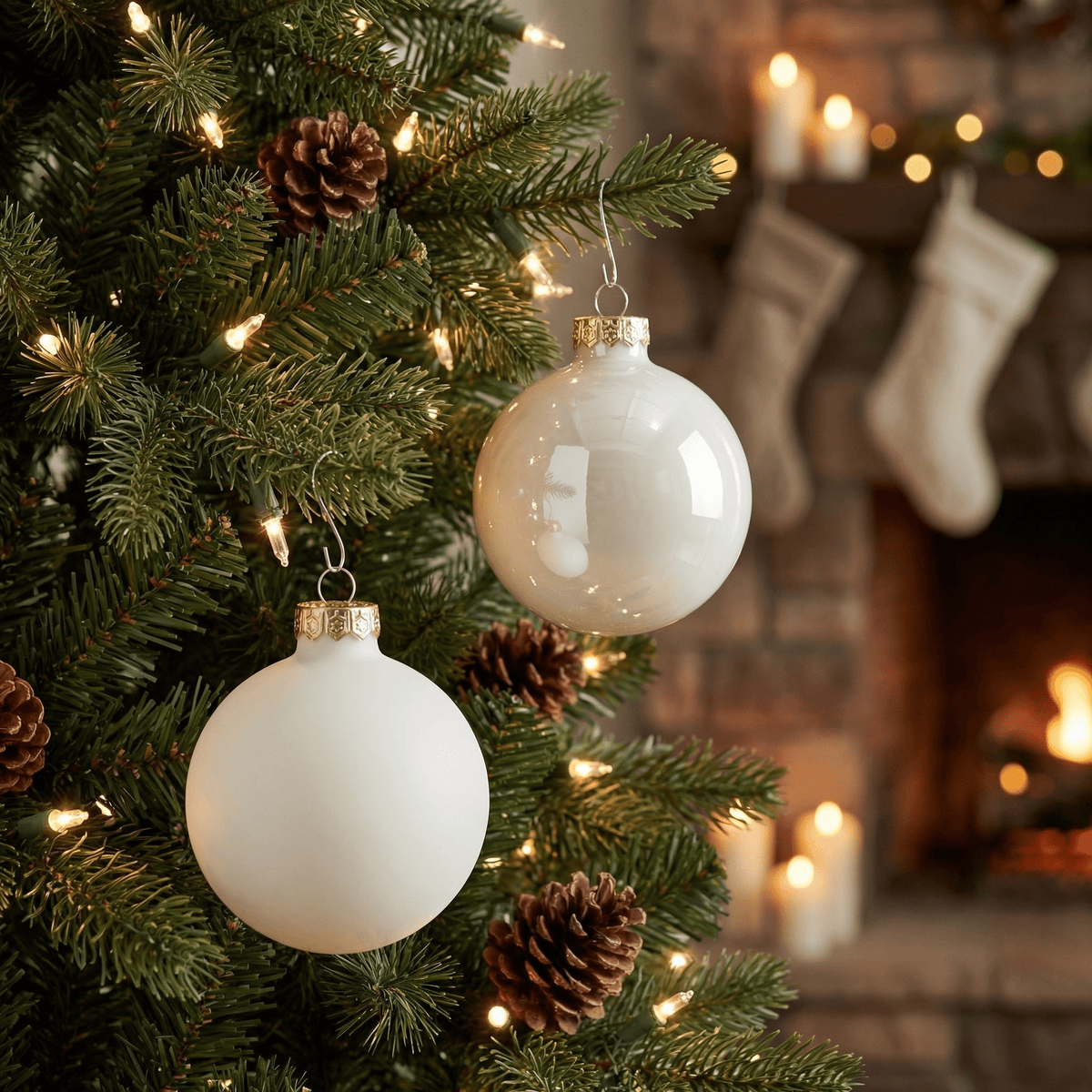 Weihnachtskugeln Wollweiß Sparset – 3 Größen
