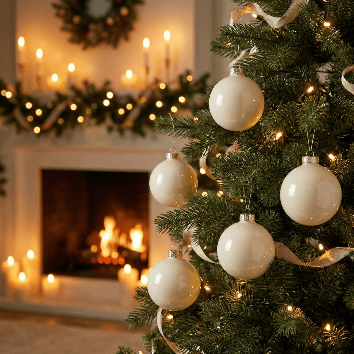Weihnachtskugeln Wollweiß Sparset – 3 Größen