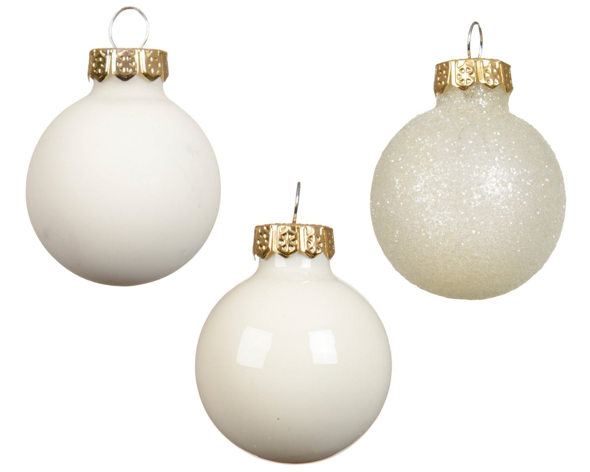 Weihnachtskugeln Wollweiß Sparset – 3 Größen