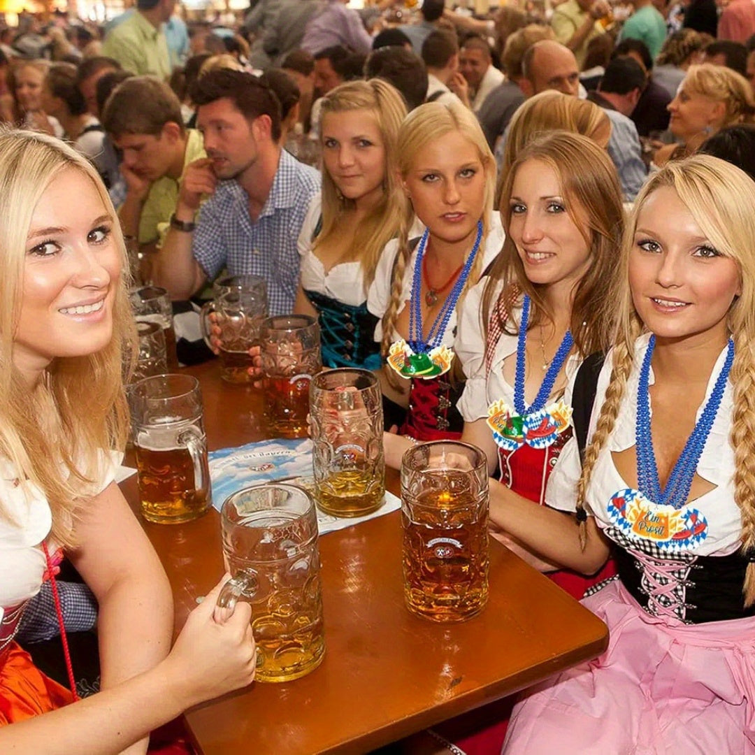 Oktoberfest Party Halsketten-Set, Blau-Weiß 21 Stück