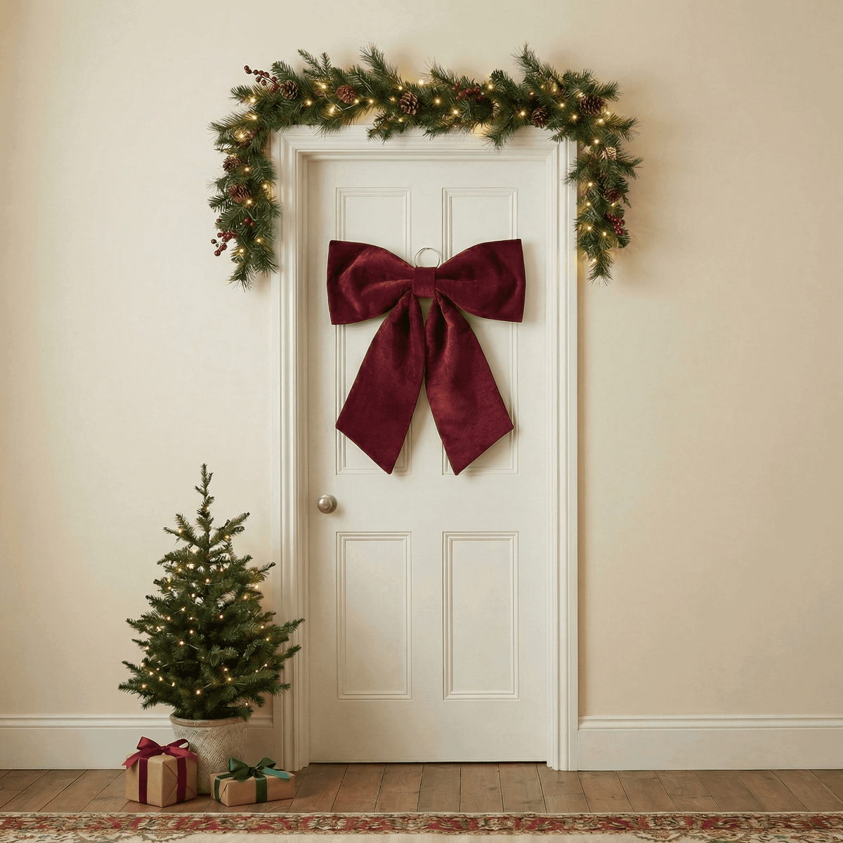 Dekoschleife Bordeaux groß – Weihnachtsdeko 72x66 cm