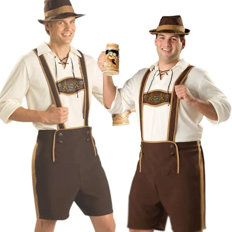 Oktoberfest Kostüm Herren, Lederhosen Kostüm 3-teiliges Set