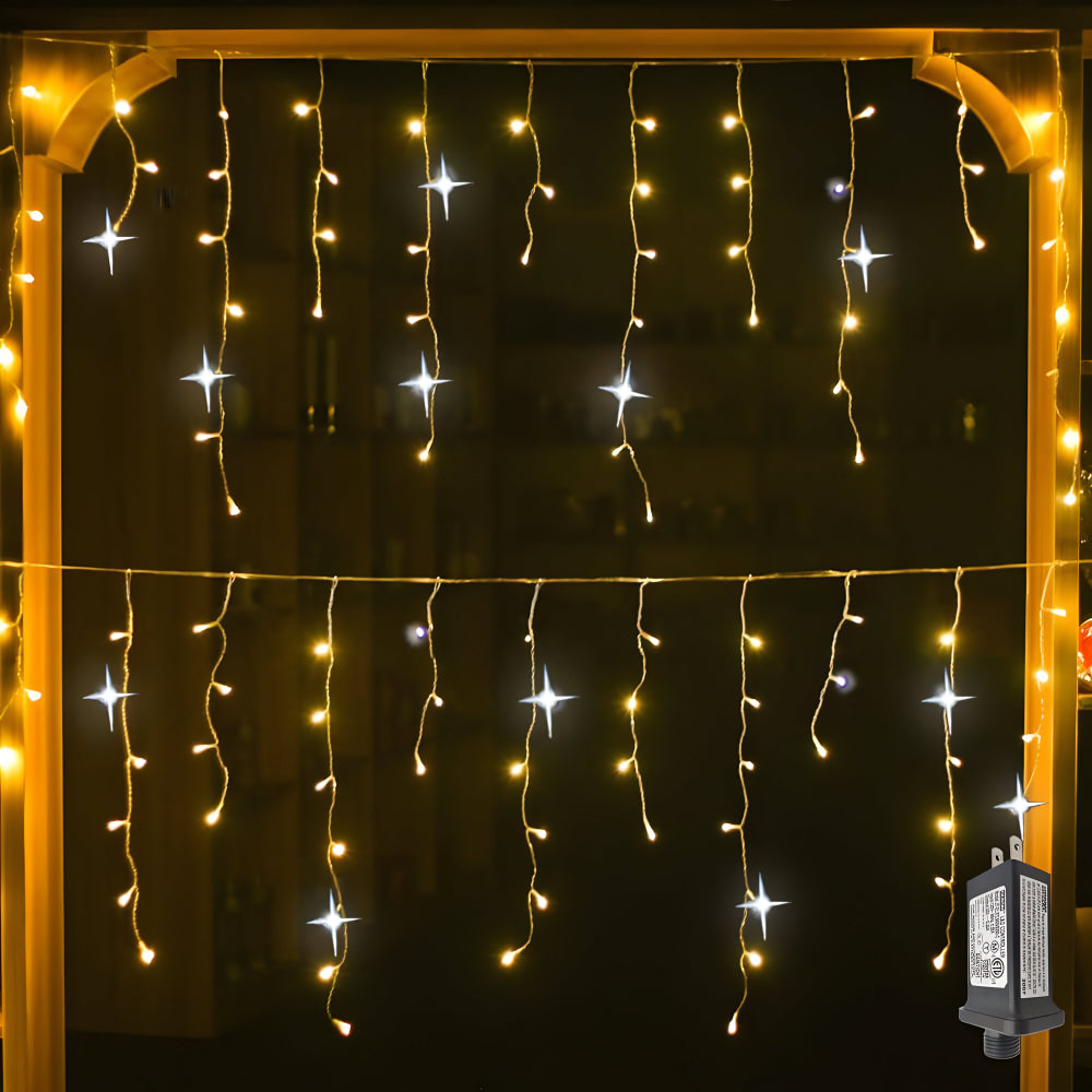 LED Lichtervorhang Außen – Wasserdicht, Warmweiß