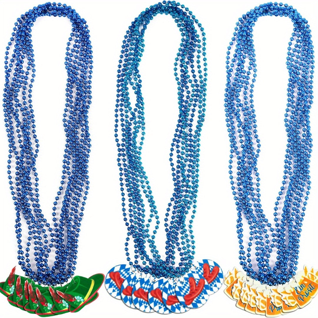 Oktoberfest Halsketten-Set 21-teilig, Partyaccessoires Bierkrug Anhänger