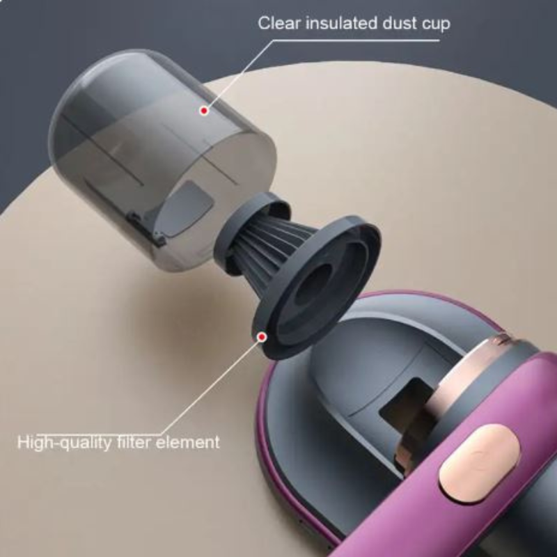 Transparenter Staubbehälter und hochwertiges Filterelement des MiteRemoval Milbensaugers