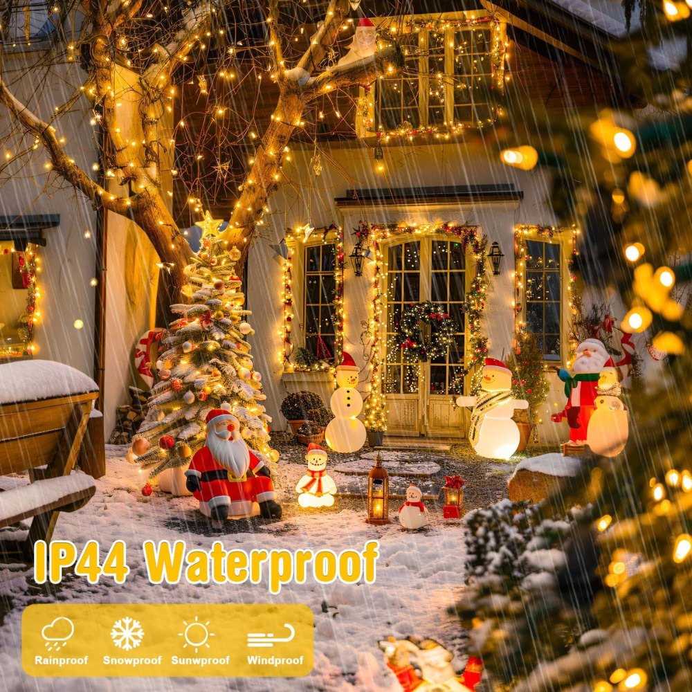 LED Lichterkette Außen Warmweiß – Batteriebetrieben mit 8 Lichtmodi