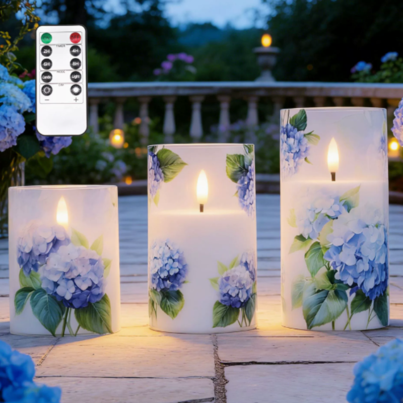 FloralCandle – LED-Kerzen-Set im Floral-Design, mit Fernbedienung