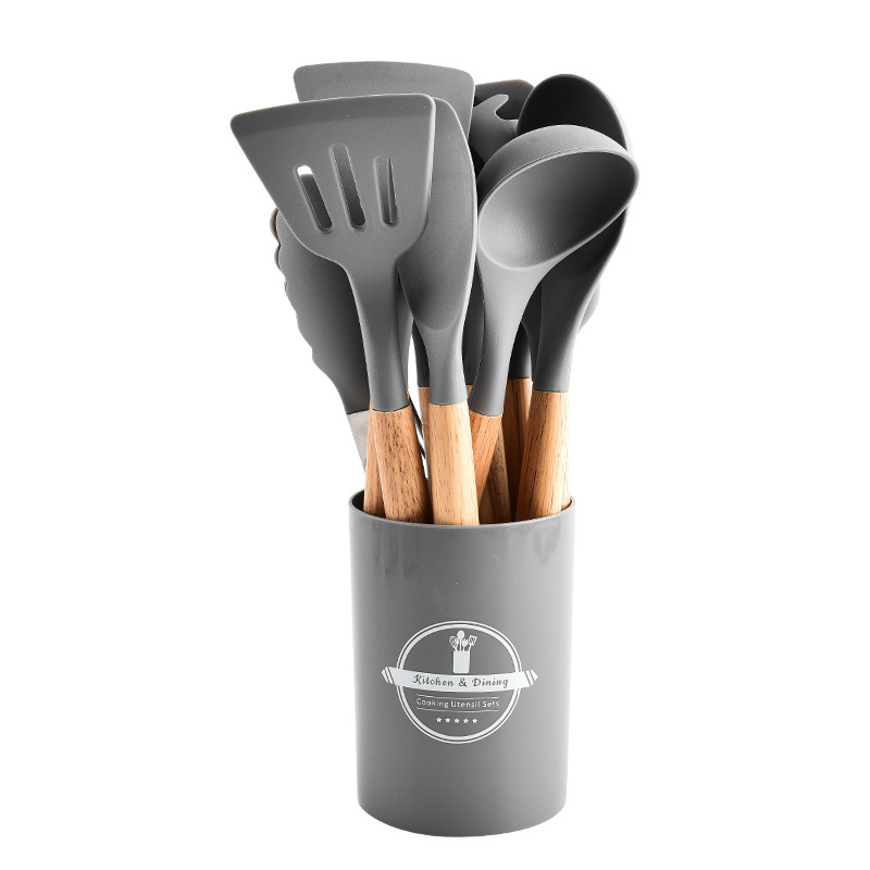 KitchenCollection Küchenutensilien-Set in Dunkelgrau mit Aufbewahrungsbehälter