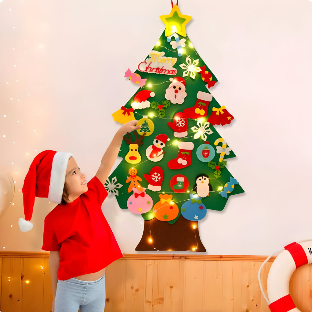 Filz-Weihnachtsbaum für Kinder – Bastel-Deko mit Lichterkette