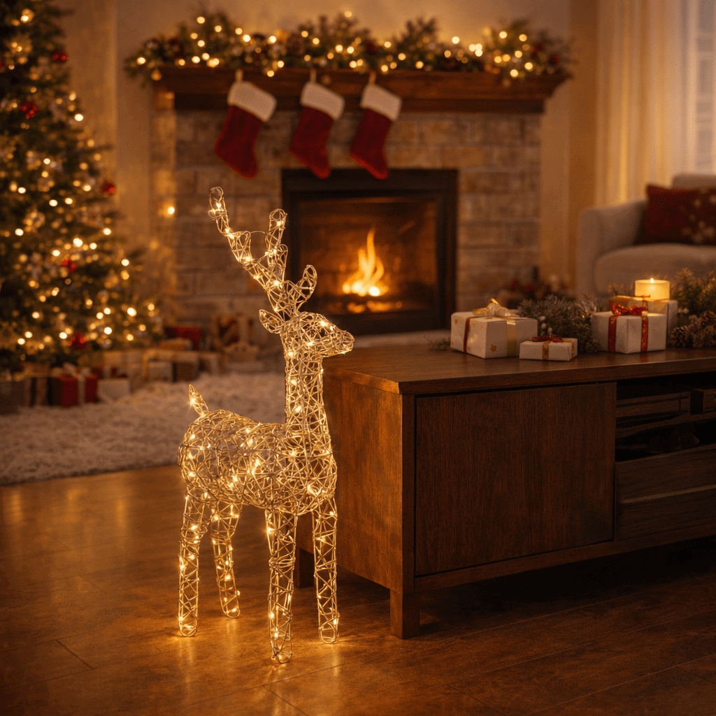 LED-Rentier Gold – Weihnachtsdeko Indoor 55 cm
