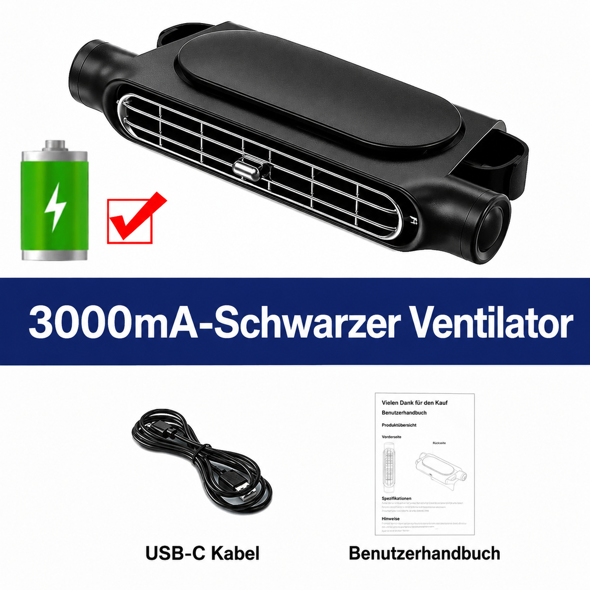 Mini-Luftkühler USB-Ventilator Befestigung am Autositz