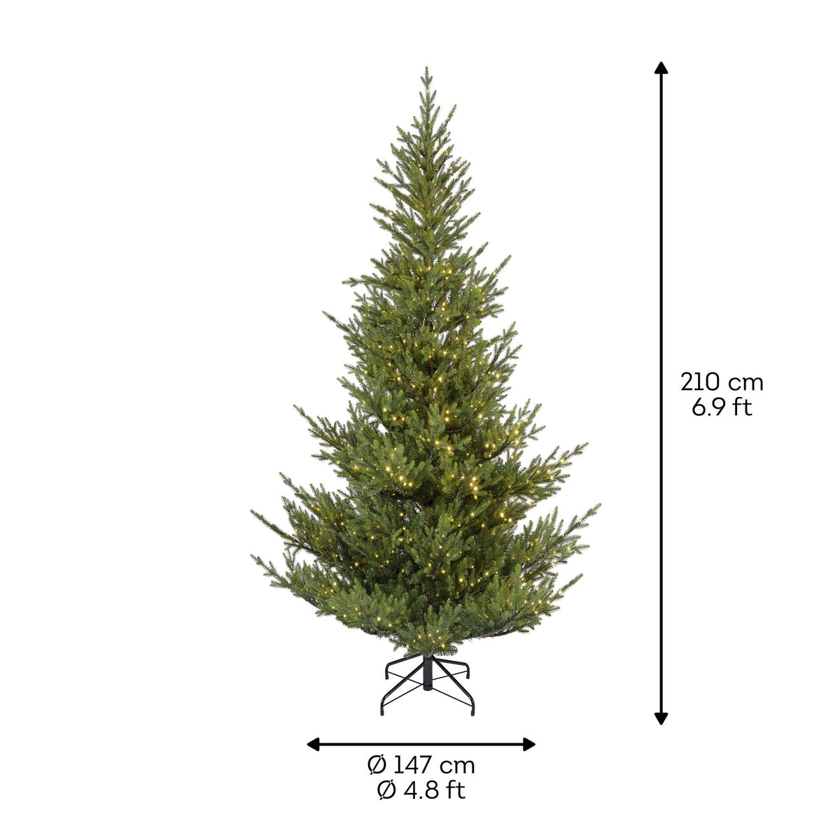 Premium Norway Tanne mit warmweißer Beleuchtung – 210 cm