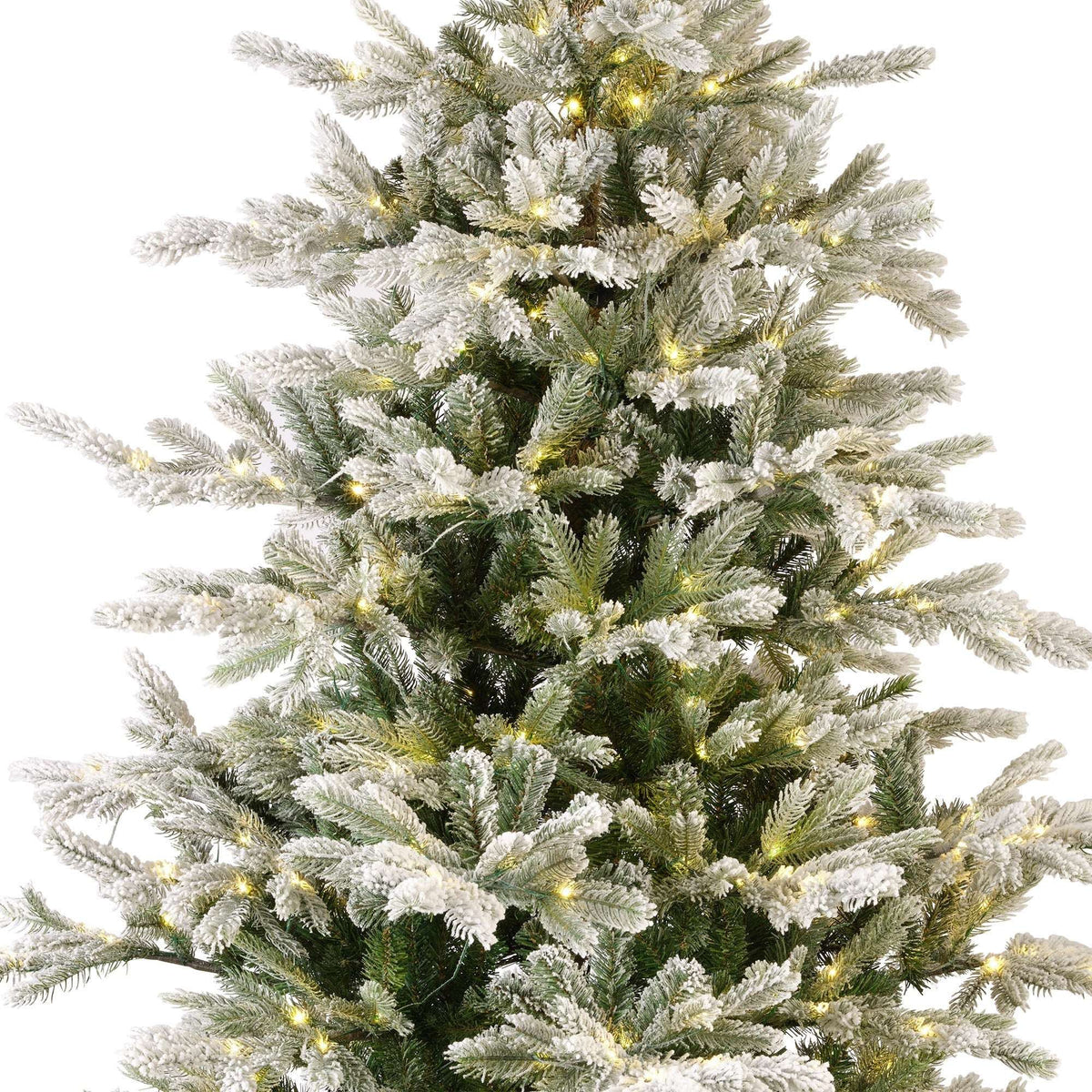 Premium Tanne "Grandis Fir" verschneit mit warmweißer Beleuchtung – 240 cm
