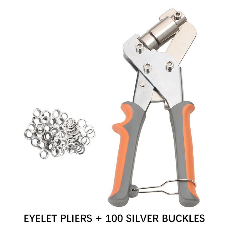 EyeletPliers Anwendung an Gartenbanner