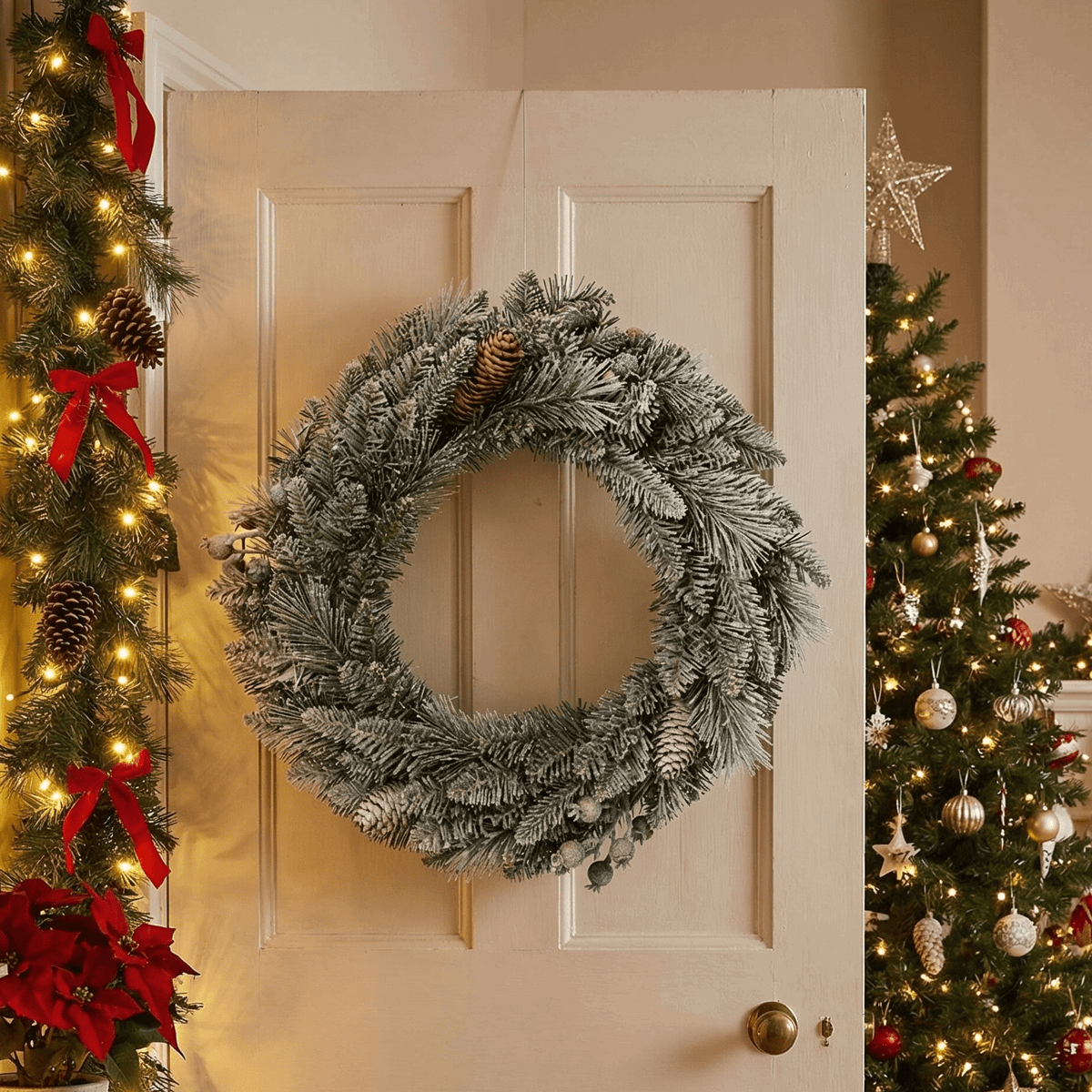 Tannenkranz Grün beschneit – Indoor 50 cm