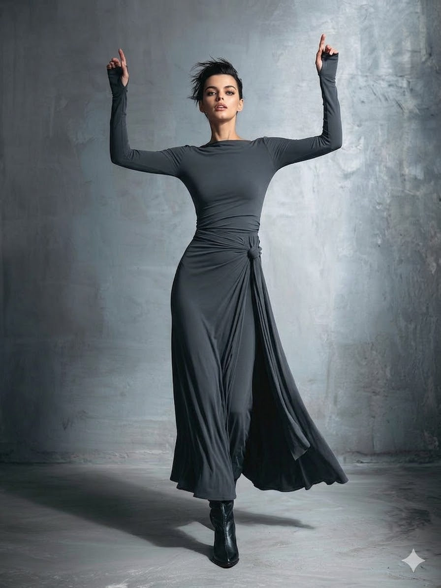 MaxiDress Wickelkleid Mit Fließendem Maxi-Rock