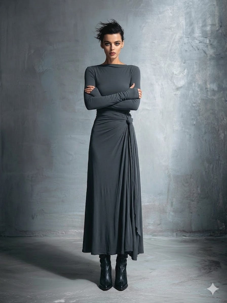MaxiDress Wickelkleid Mit Fließendem Maxi-Rock