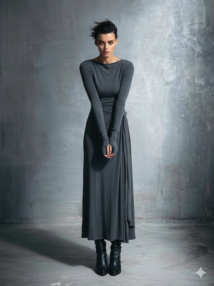 MaxiDress Wickelkleid Mit Fließendem Maxi-Rock
