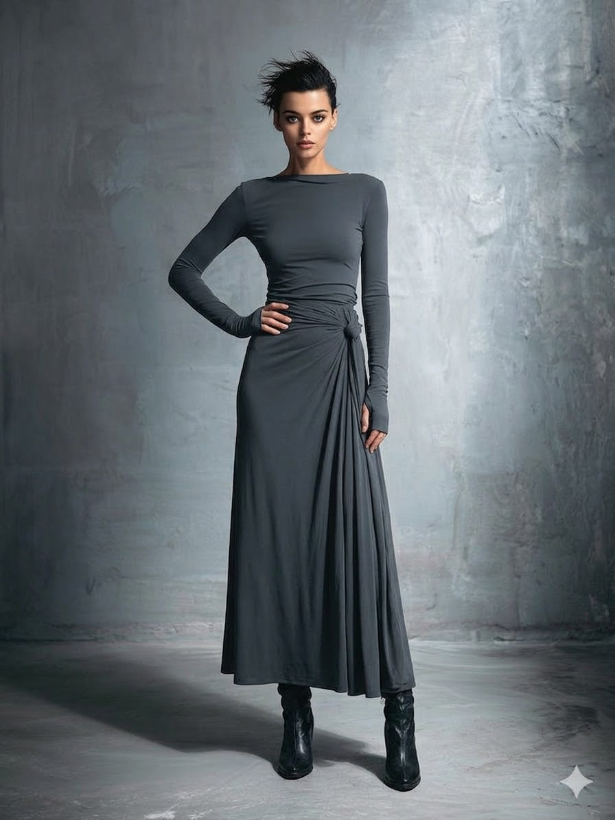 MaxiDress Wickelkleid Mit Fließendem Maxi-Rock
