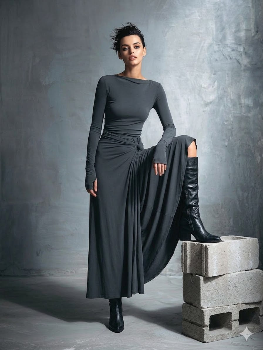 MaxiDress Wickelkleid Mit Fließendem Maxi-Rock