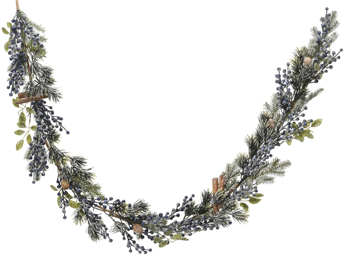 Winterliche Tannengirlande mit blauen Beeren – 180 cm