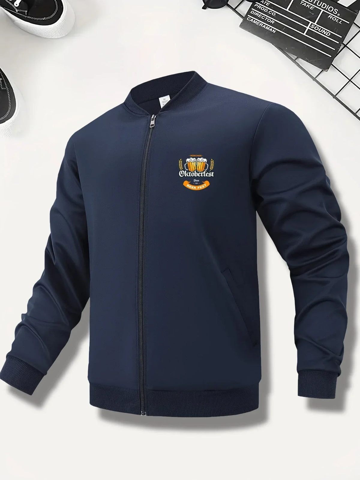 Oktoberfest Jacke Herren Bomberjacke, Bierkrug-Print Bayerisch