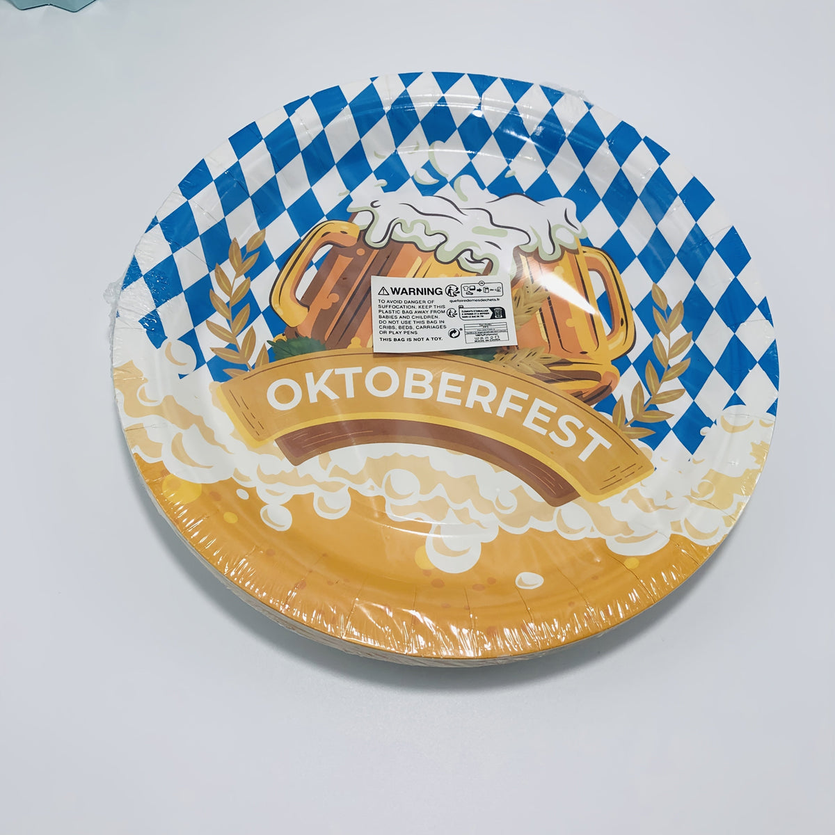 Oktoberfest Papier Teller-Set, Bayerisches Rautenmuster