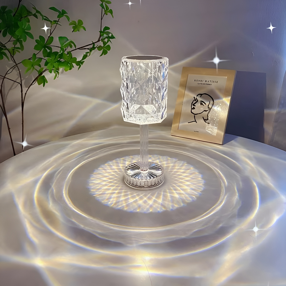 SparkleLamp Kristall-LED-Lampe mit Fernbedienung, Beleuchtete Wandmuster