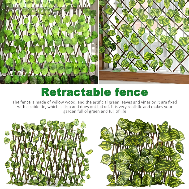 DecorativeFence – Ausziehbarer Sichtschutz-Dekorzaun, Kunstpflanze