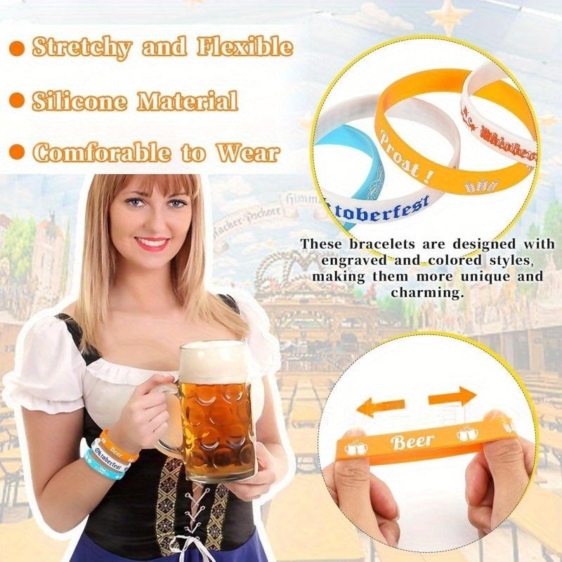 Oktoberfest Silikon Armbänder, Party Accessoire 24er-Set