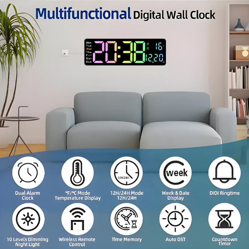 DigitalClock Multifunktionale Digitaluhr im Wohnzimmer