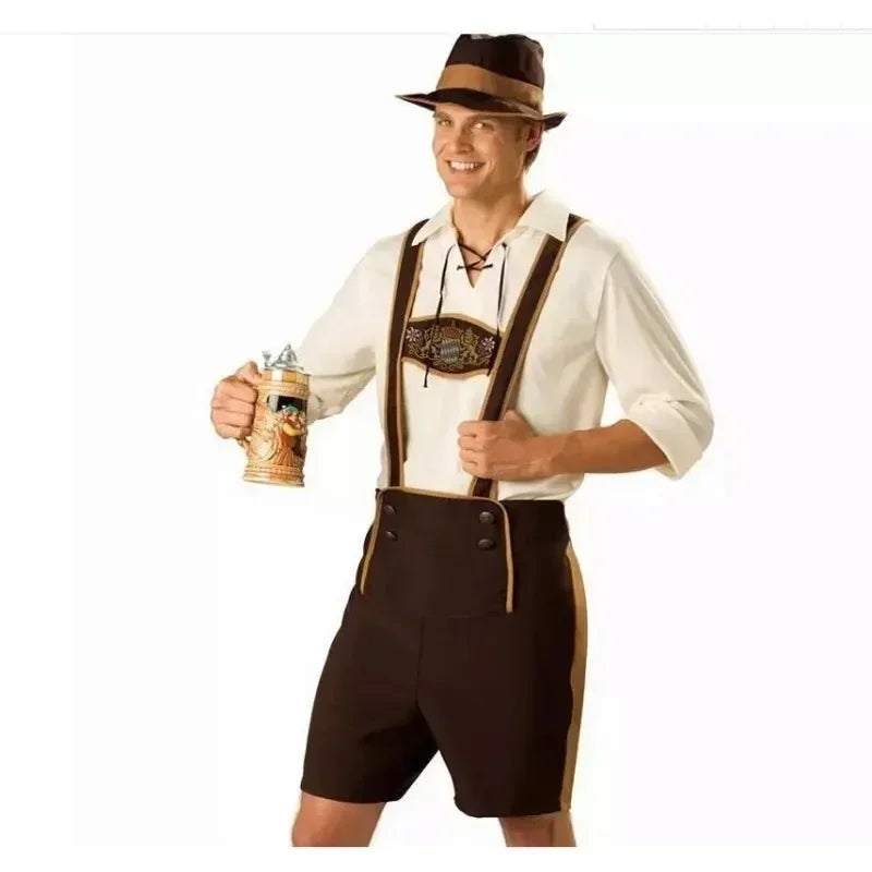 Oktoberfest Kostüm Herren, Lederhosen Kostüm 3-teiliges Set
