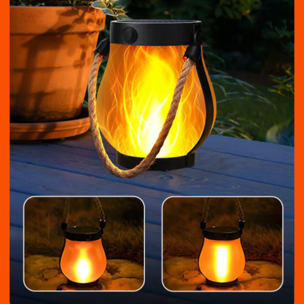 Solar Laterne mit Flackerflamme – LED Solar Gartenlaterne mit Flammeneffekt für Garten, Terrasse & Außen