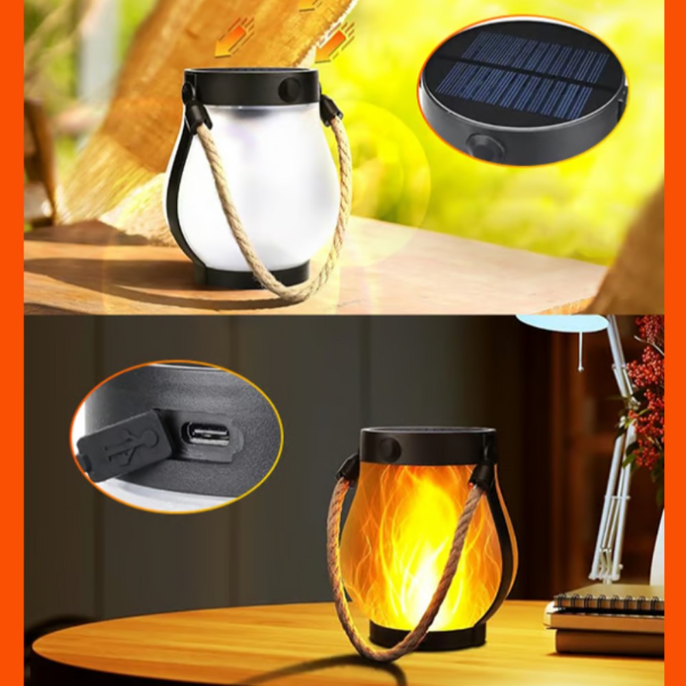 Solar Laterne mit Flackerflamme – LED Solar Gartenlaterne mit Flammeneffekt für Garten, Terrasse & Außen