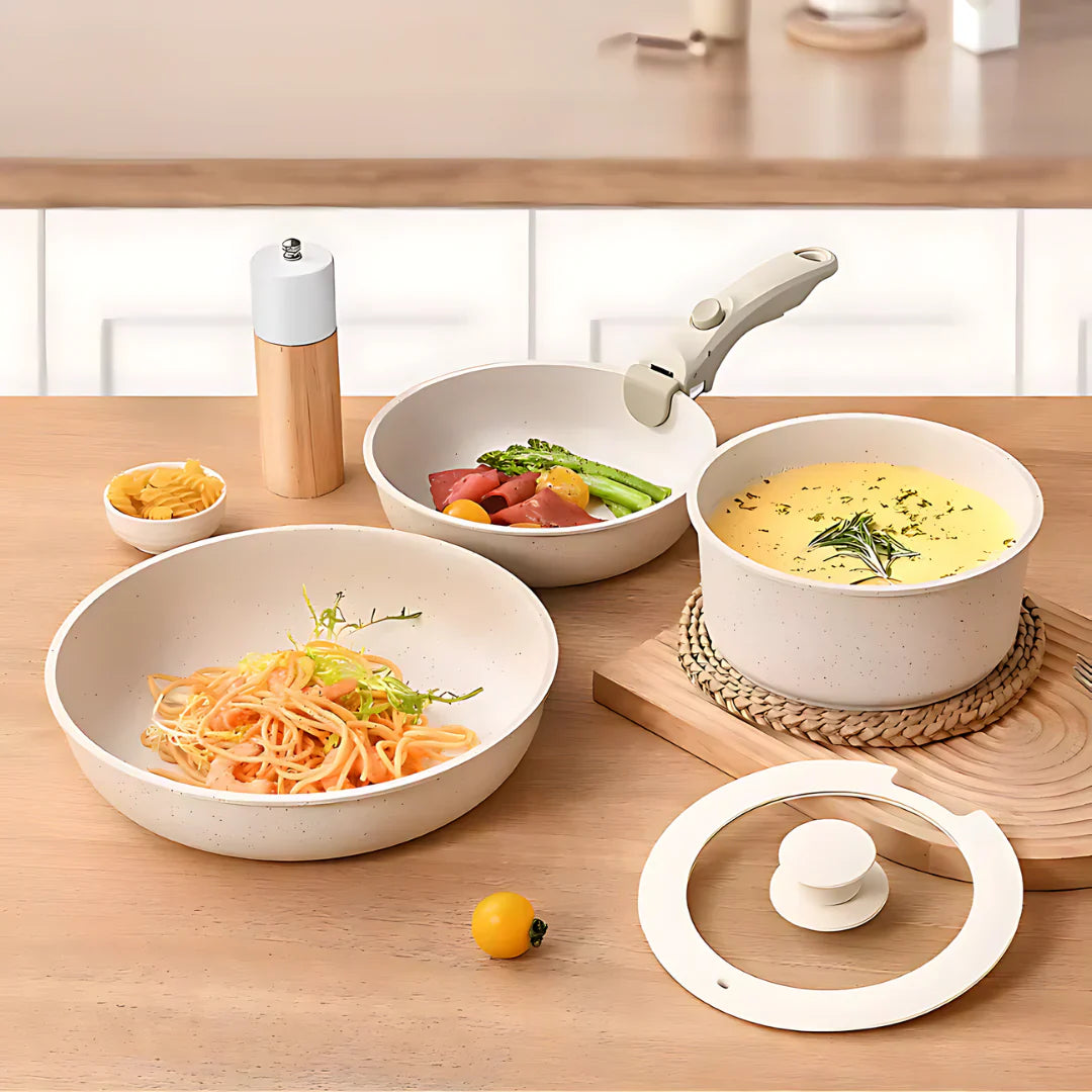 CeramicPans Keramik-Pfannenset Mit Abnehmbaren Griffen