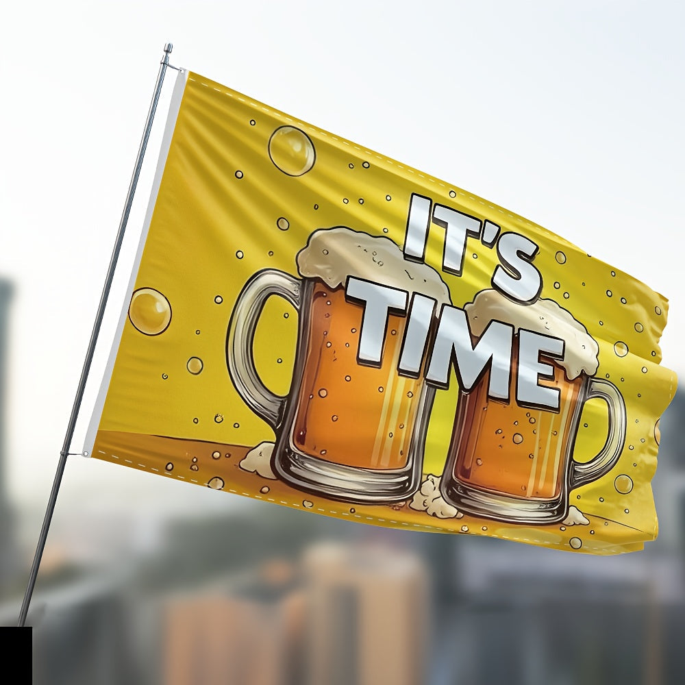 Oktoberfest Deko-Flagge Groß, Bierkrug-Motiv Wetterfest