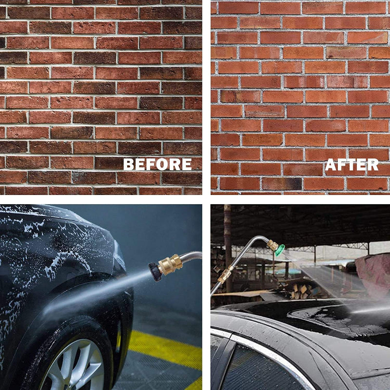 Vorher-Nachher-Vergleich: Ziegelwand und Autowäsche mit dem MultiSpray-Düsenset